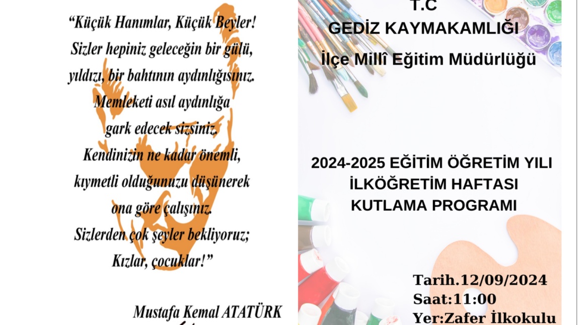 2024 2025 EĞİTİM ÖĞRETİM YILI İLKÖĞRETİM HAFTASI